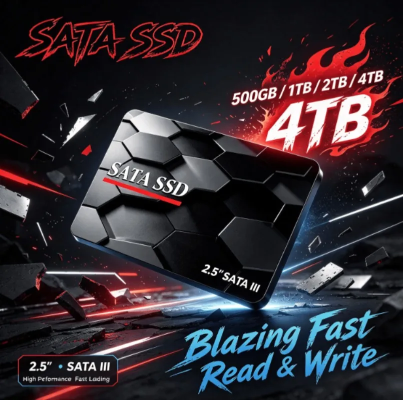 2.5 Inch SATA III SSD 500GB 1TB 2TB 4TB Large Capacity High Speed Internal Solid State Drive Desktop Laptop Upgrade Pro 2026 New