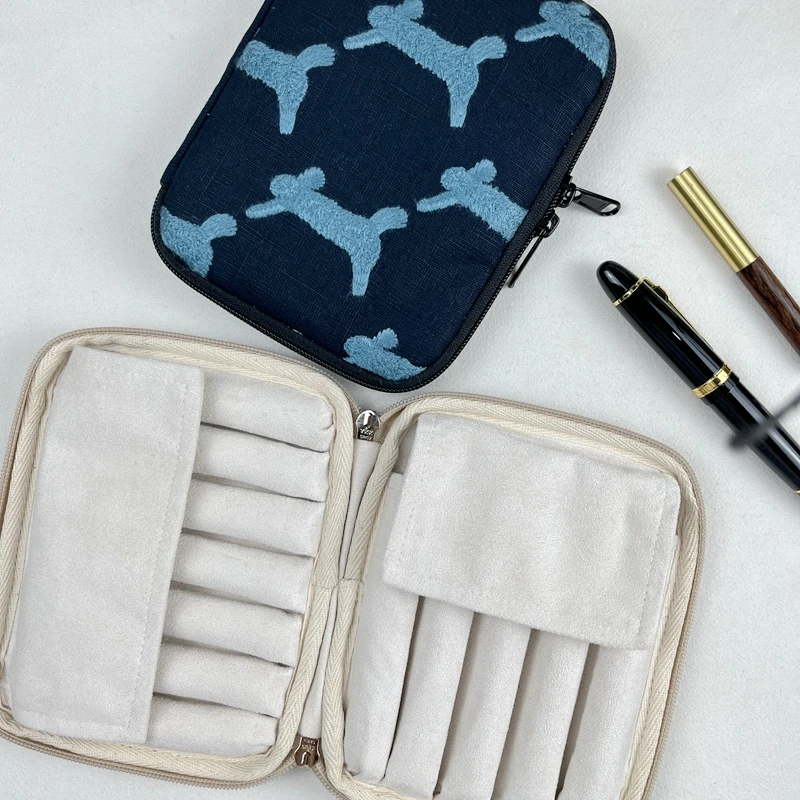 New Fabric Pen Holder Bag, Short Pen Case With Large Capacity Zipper Pouch, Portable Pen Pouch for Stationery Storage  12 holes