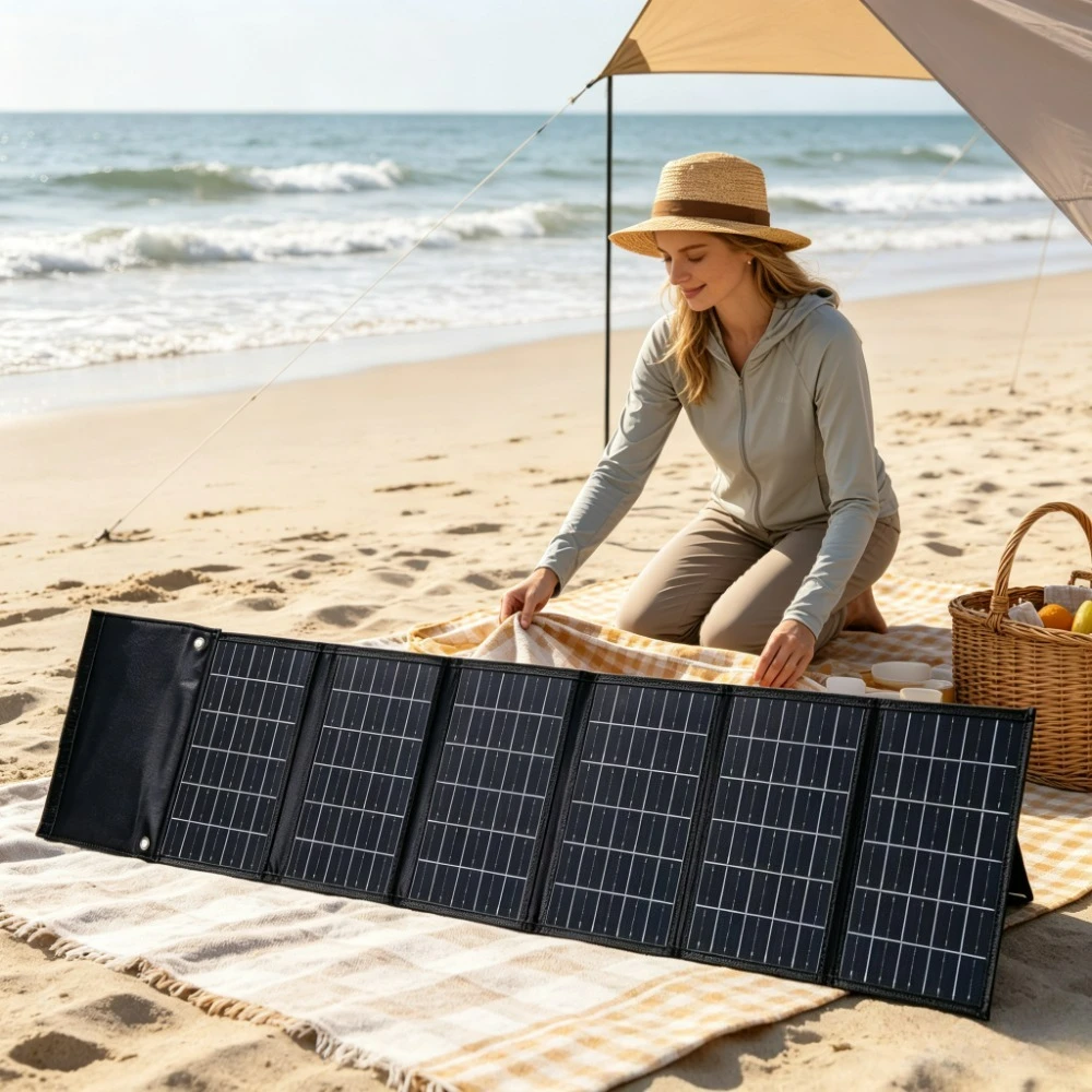Foldable Portable Waterproof Solar Charger 50W 90W ETFE Solar Power Bank Dual USB DC Output For Outdoor Camping Hiking Cycling