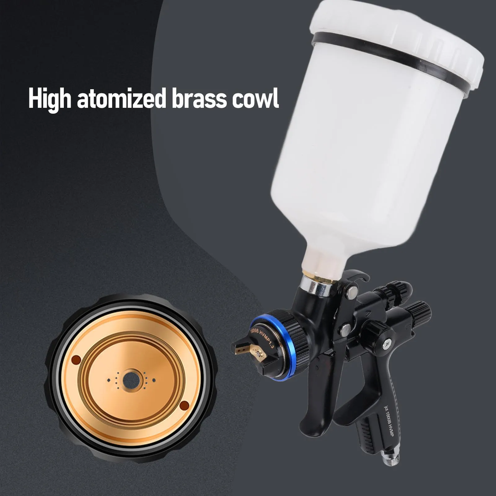 

HVLP Spray Tool Multipurpose 600ml Cup Paint Sprayer Uniform Spraying Aluminum Alloy G1/4 Air Inlet 1.3mm Nozzle for Furniture