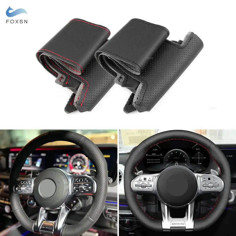 Steering Wheel Perforated Leather Cover For Mercedes Benz CLA 35 A45 E63 AMG GT C190 R190 W177 W205 W213 GLC 43 X253 GLE 53 W167