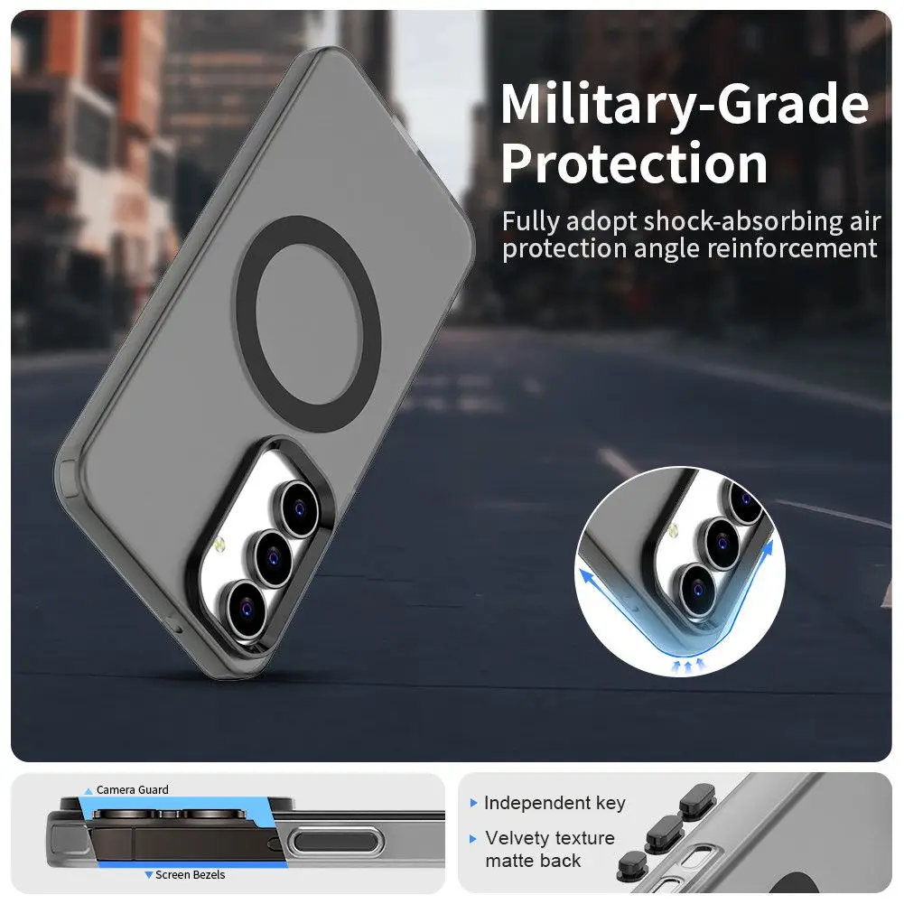 Para Samsung S25FE Funda de lujo protector de piel de caramelo cubierta magnética de PC para Samsung S25 FE Funda de parachoques a prueba de golpes