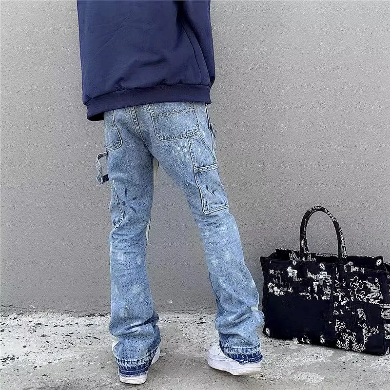 2023 Y2K Fashion Ink Painting New Baggy Stacked Jeans Kpop Cargo Pants For Men Clothing Women Luxury Denim Trousers Ropa Hombre