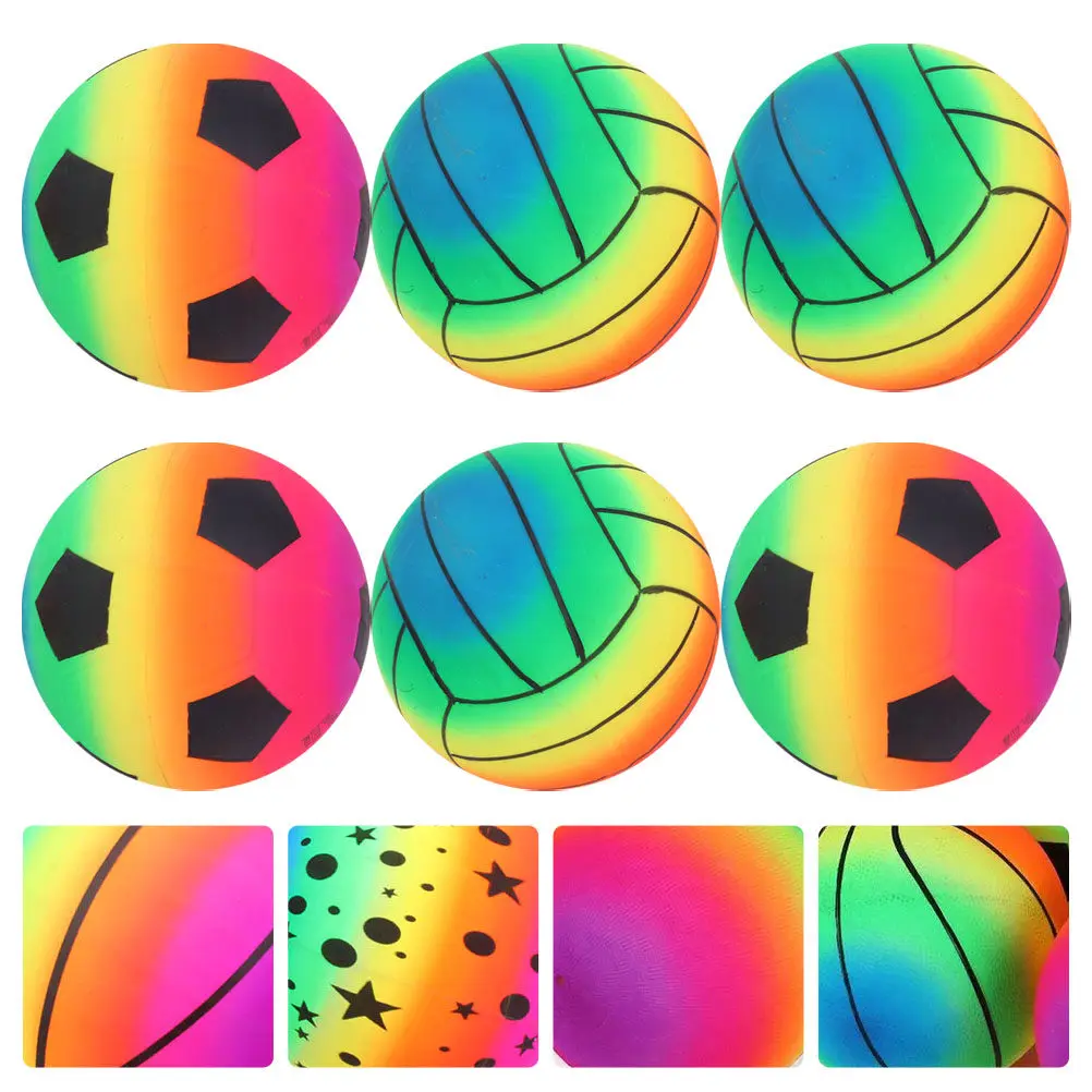 6Pcs Inflatable Beach Balls Colorful PVC Play Balls for Kids Adults Indoor Outdoor Water Games Balloons Beach Ball