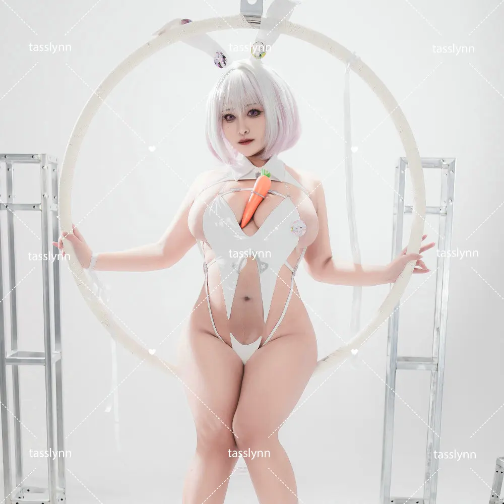 

HMS Sirius Bunny Girl Azur Lane Cosplay Costume Women Sirius Halloween Costumes for Women Leather Bunny Suit Wihte Jumpsuit