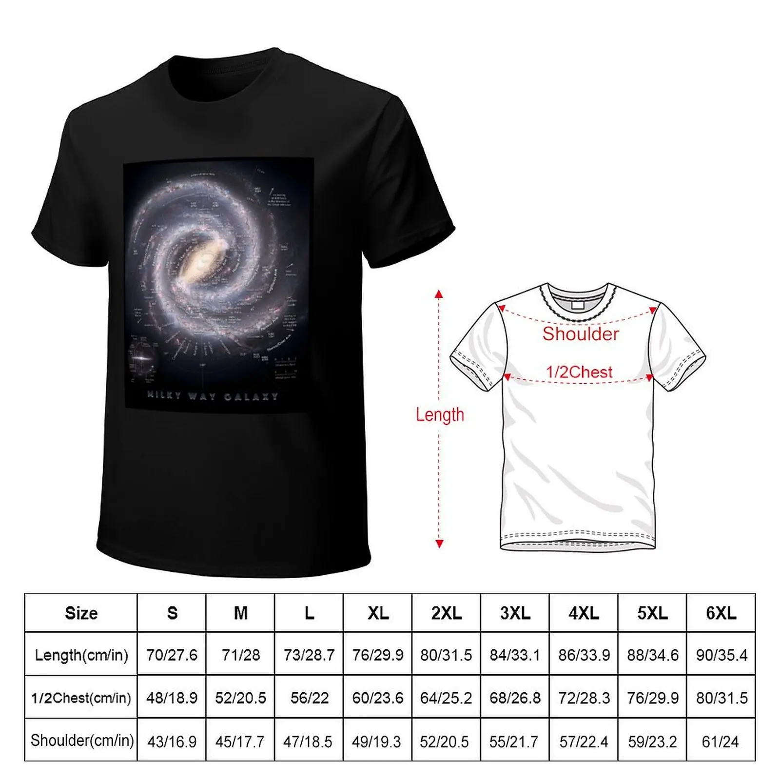 Milky Way Galaxy Map HD T-Shirt Fashion Letter Print T-Shirt