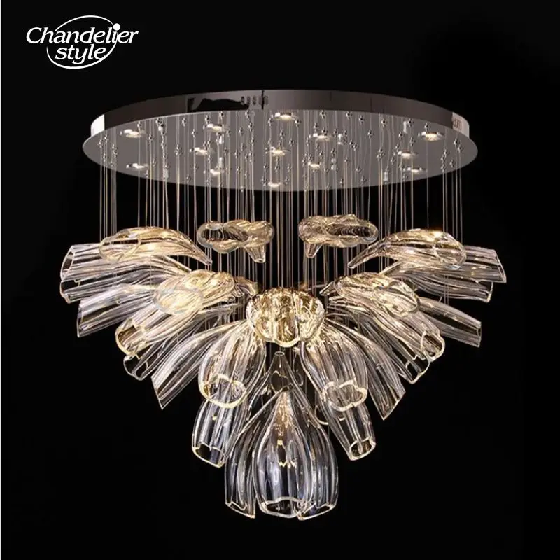 

Modern Glass Chandeliers Nordic LED Round Ceiling Pendant Lamps Lustre Living Room Bedroom Dining Room Hanging Lights