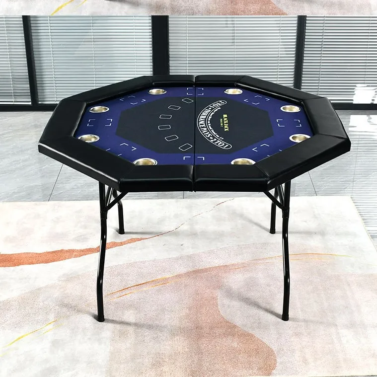 طاولة البوكر القابلة للطي Texas Hold 'em Poker Chip Table Entertainment Octagon Poker Table معدات الترفيه والترفيه