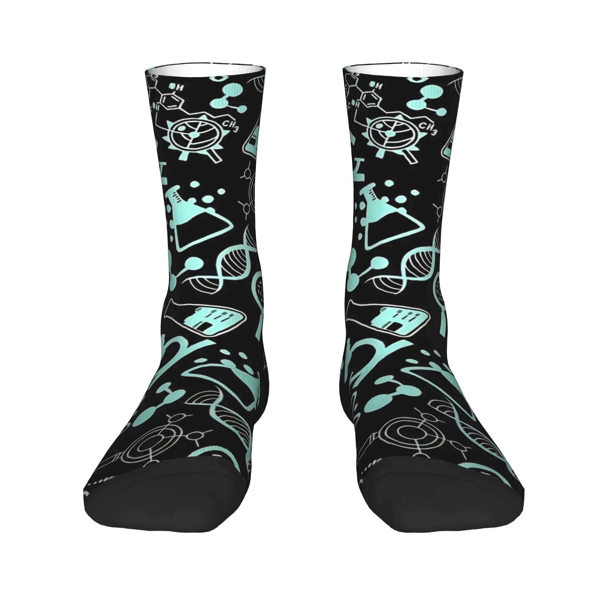 Men Socks Biochemistry Science Lab Molecular Hot Light Blue  Stockings Autumn Korean Warm Soft Socks Pattern  Anti Slip Socks