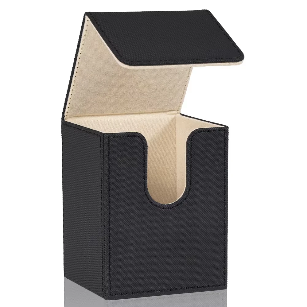 Card Deck Box,Card Storage Box holds 100+ Single Sleeved Cards, PU Leather Magnetic Closure for Magic cards TCG cards