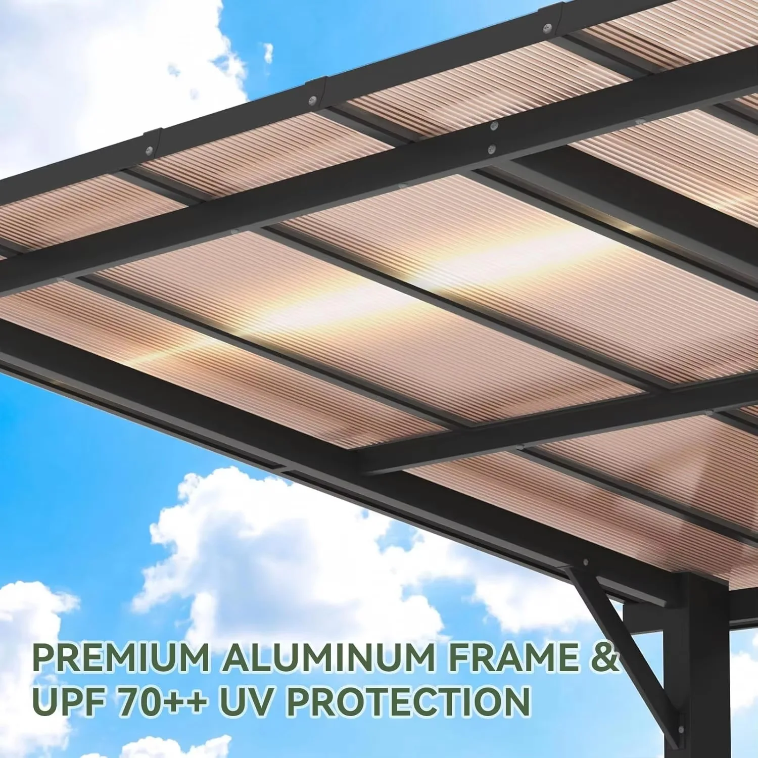 Any Size Custom Aluminum Carport With Polycarbonate Roof Heavy Load Waterproof UV Resistant Outdoor Parking Gazebo view 2