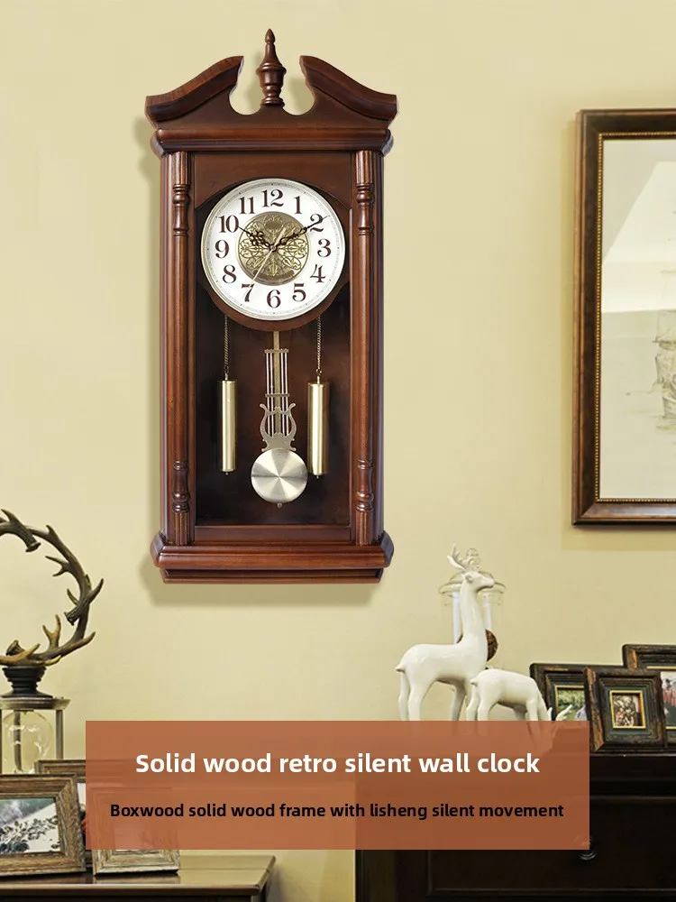 Living room solid wood wall clock, old-fashioned clock, wind pendulum clock reuse
