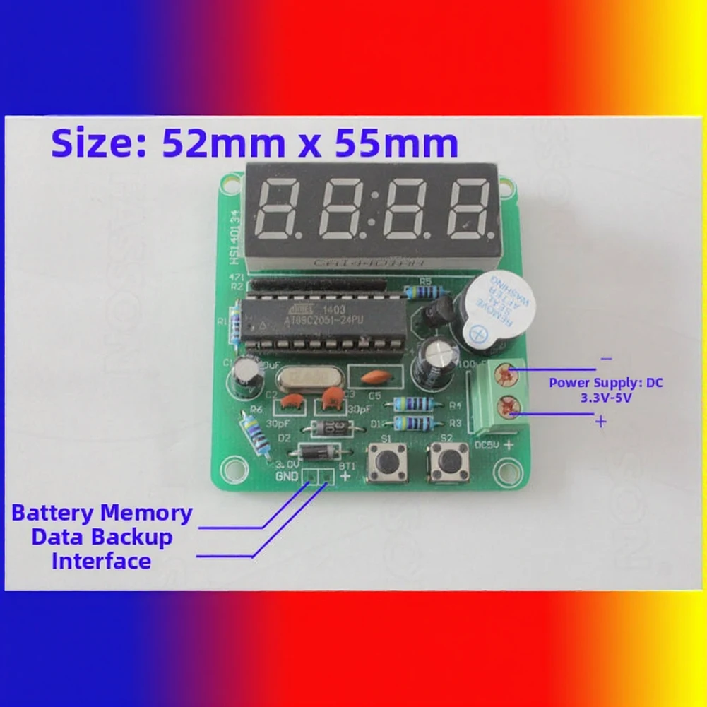 DIY Electronics Kit for Building a Four Digit Digital Clock with Alarm for countdown Timer Stopwatch and Adjustable Time Display