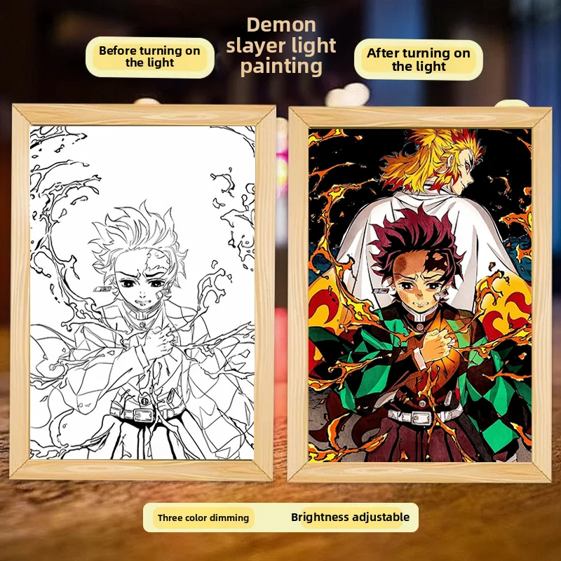 

Demon Slayer Kamado Tanjirou anime cartoon cute student poster light painting 2D bedroom atmosphere night light decoration gift