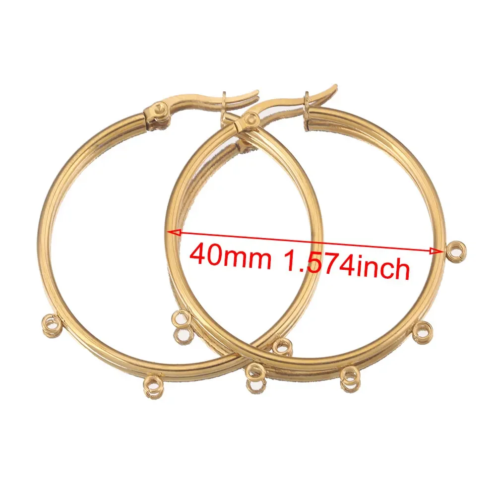 10 teile/los Gold Edelstahl Große 40MM Ohr Ring Ohrringe Von Lieferungen Haken Anschlüsse Ohrring Basis Beiträge Komponenten Teile