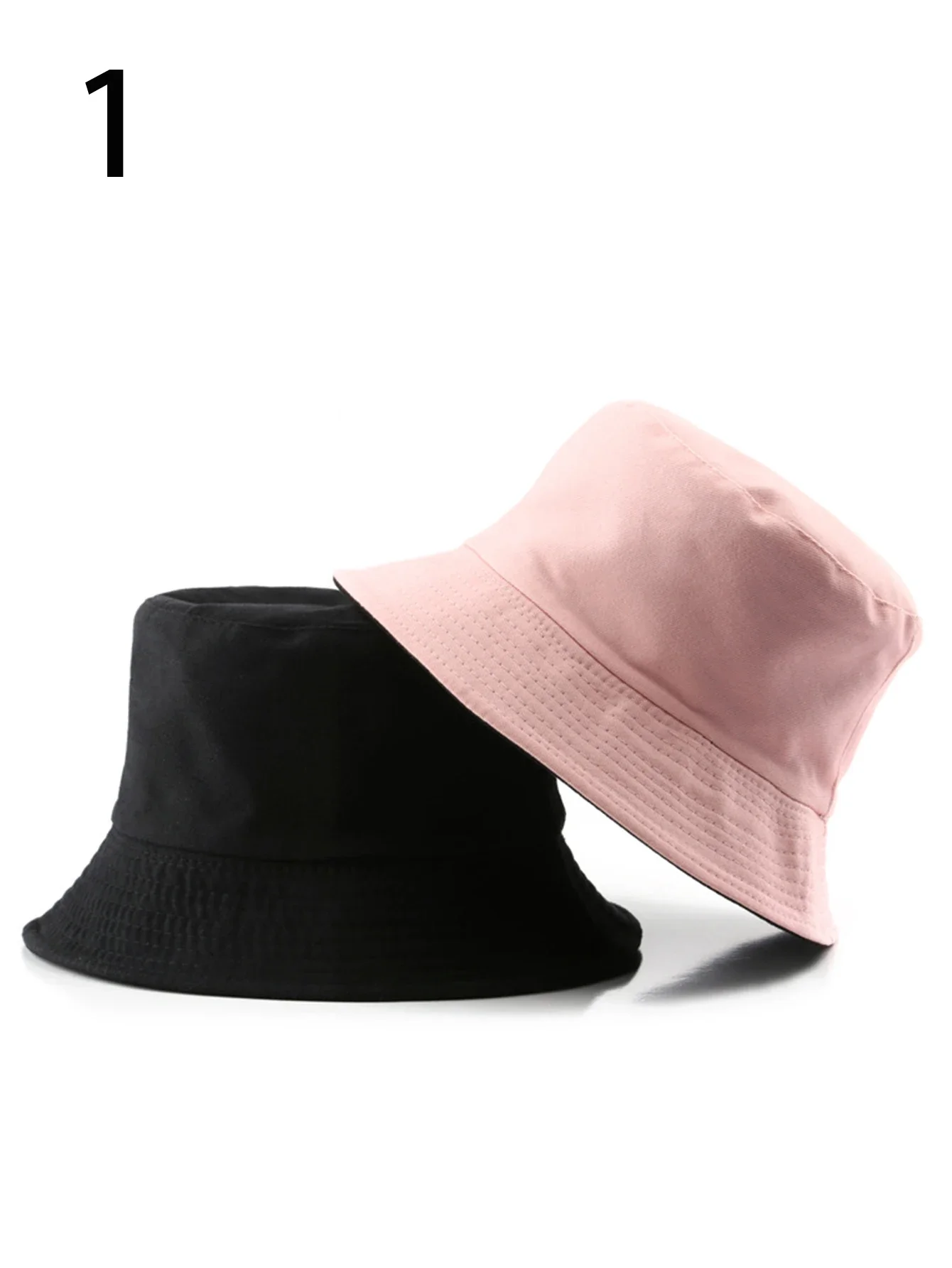 1 unisex solid color sunshade fashionable double-sided fisherman bucket hat that can be worn