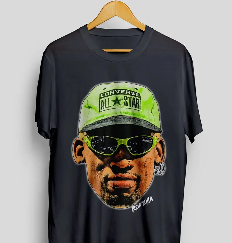 Camisa Dennis Rodman Retrocesso Frente e Traseiro BOOTLEG camiseta vintage - Camiseta unissex de algodão pesado