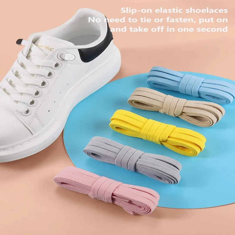 1Pairs No Tie Shoe laces Elastic Shoelaces Outdoor Leisure Sneakers Quick Safety Flat Shoelace Kids Adult Unisex Lazy laces