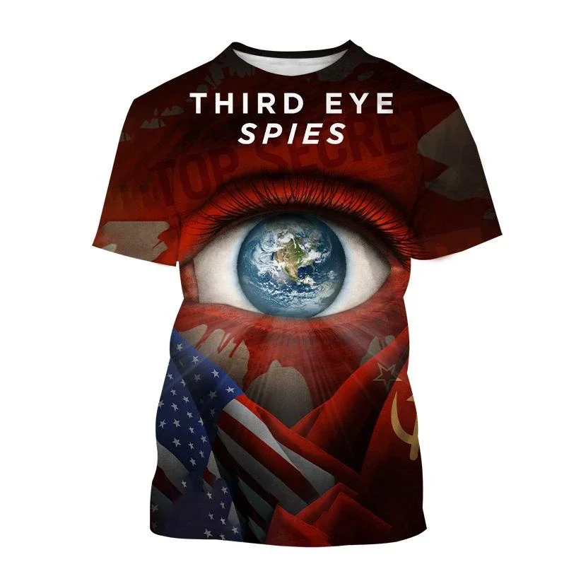 New Hot Sale Funny Eye Art 3D Print Men\'s Short Sleeve Cool T-shirt Fashion Design Short Sleeve Tops