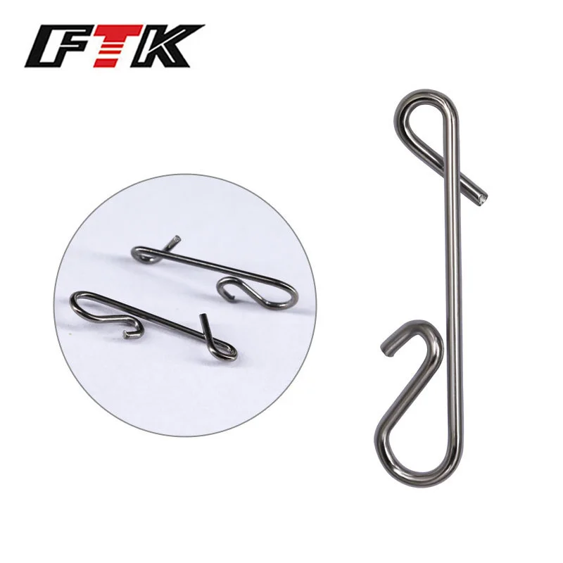 FTK 50Pcs Fishing Clips Quick Change Stainless Steel Speed Clips Fast Snaps Hanging Clips Crankbait Connector Freshwater