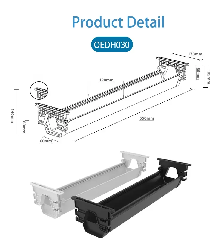 55CM Under Desk Cable Management Tray Desk Cable Management Tray with Wire Organizer and Desk Cord Organizer