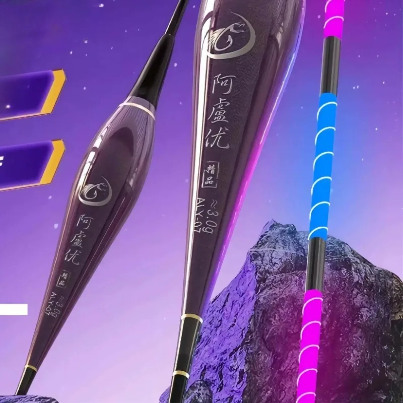 

Bite Activated Color Changing Fishing Float, Cold Light Purple Blue Tip Electronic Float, Night and Day Glow Bobber Waterproof