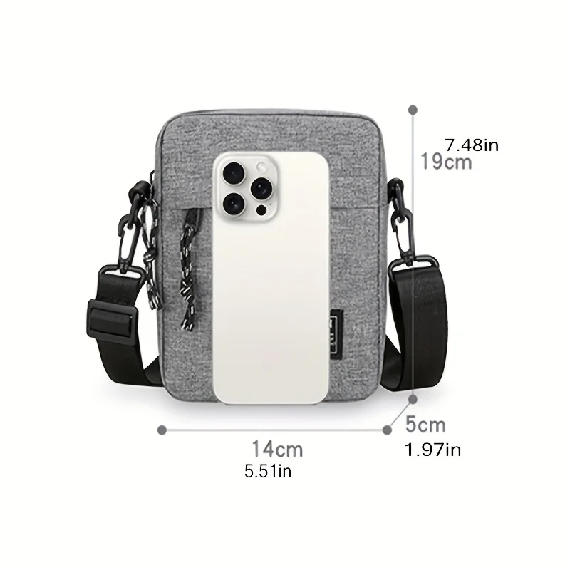 Bolsa crossbody masculina leve e elegante com alças ajustáveis, adequada para negócios e lazer, bolsa para celular