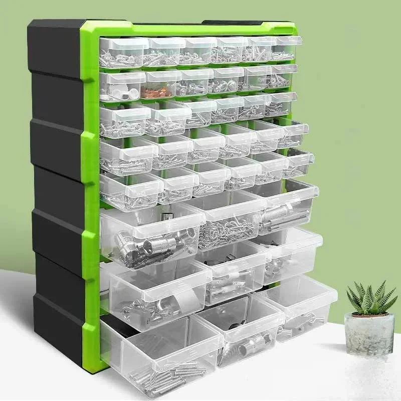 Parts Storage Box Screw Small Accessories Transparent Organizer Boxes with Drawers Large Capacity Multi Grid Tool Case Cabinet