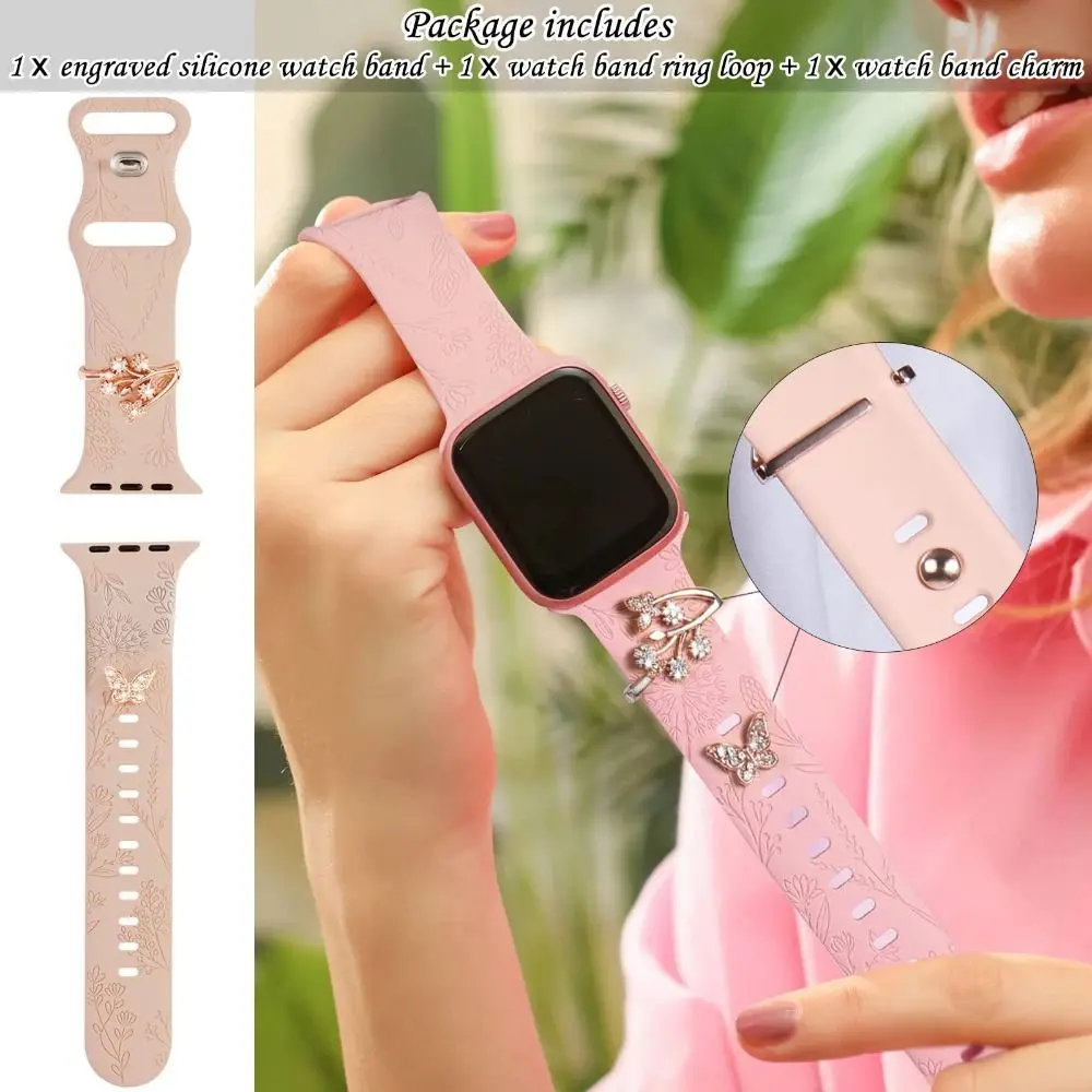 New Metal Watch Band Ornament Bracelet Brooch Decorative Ring Diamond Wristbelt Charms for iwatch Strap Accessories