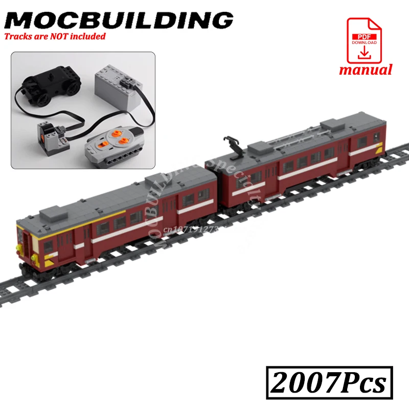 RC Train with Passenger Car Blocks Railway Remote Engine AM 73 Classic Model Moc Building City Railroad Brick Construction Gift