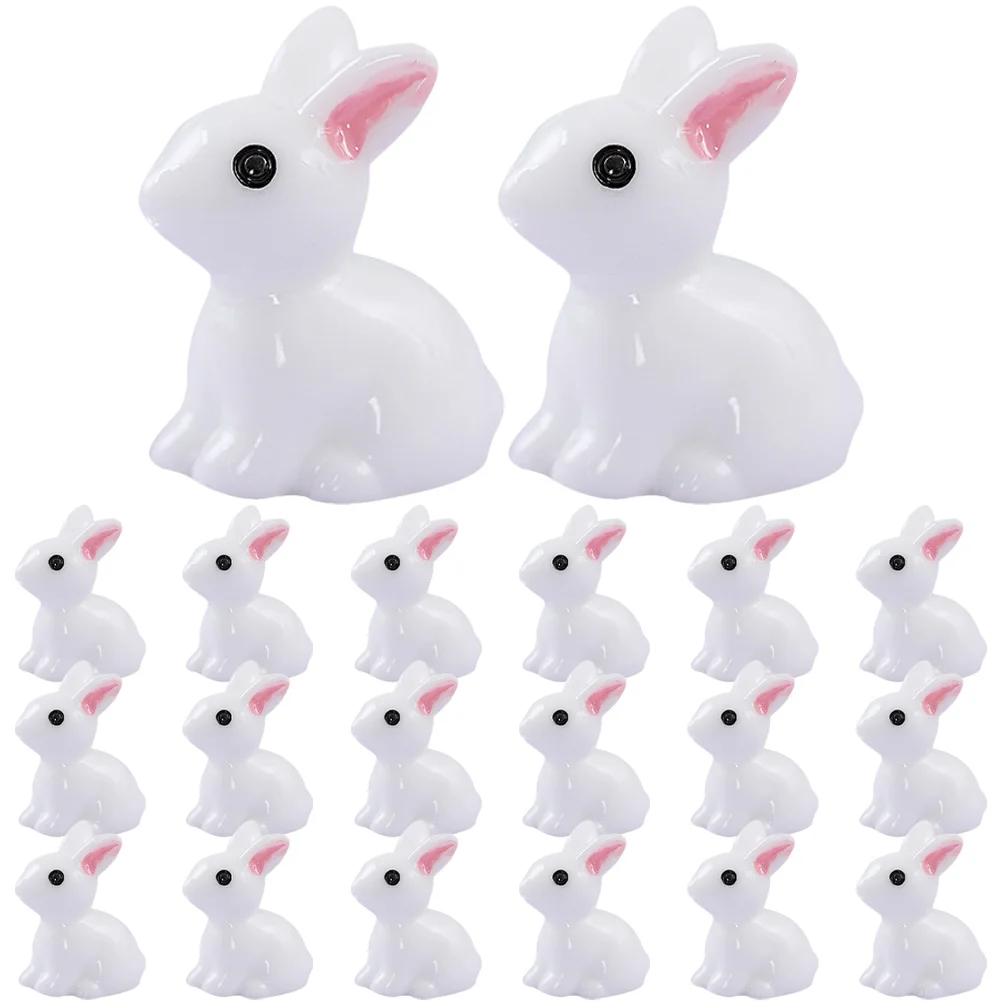 

50 Pcs Rabbit with Small Ears Figurine Resin Landscape Ornament Figure Ornaments