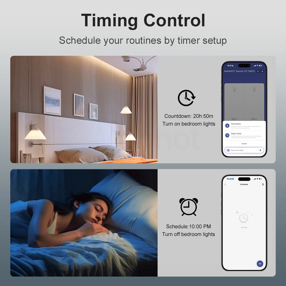 สวิตช์ไฟอัจฉริยะ MANHOT WiFi - - Smart Light Switch Wifi บทวิจารณ์และราคา
