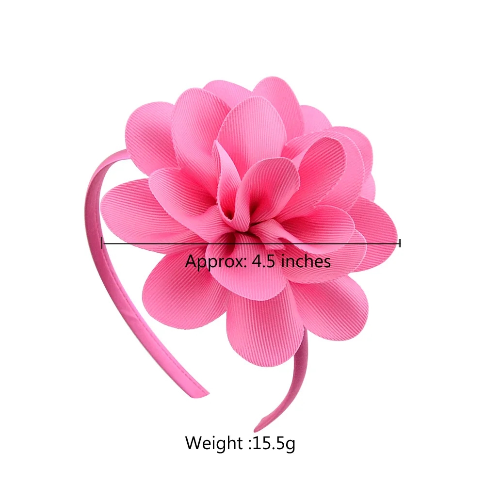 20 Colors Solid Big Flower Hairbands for Girls Fashion Handmade Ribbon Hairbands High Quality Princess Hair Decor Accessories