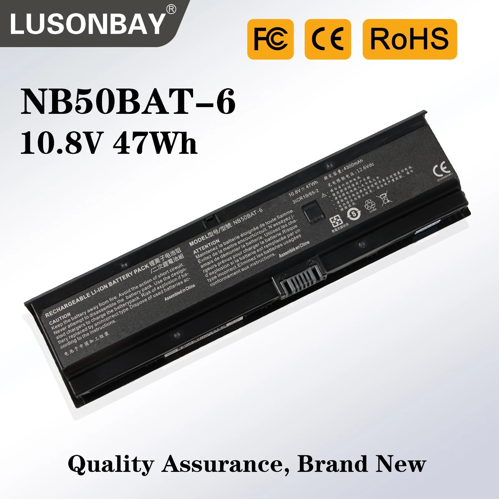 

LUSONBAY NB50BAT-6 Laptop Battery For SHINELON HUIMIEZHE DD2 For CLEVO NB50TK1 NB50TJ1 NB50TL NB50TZ NB60TA 10.8V 47Wh