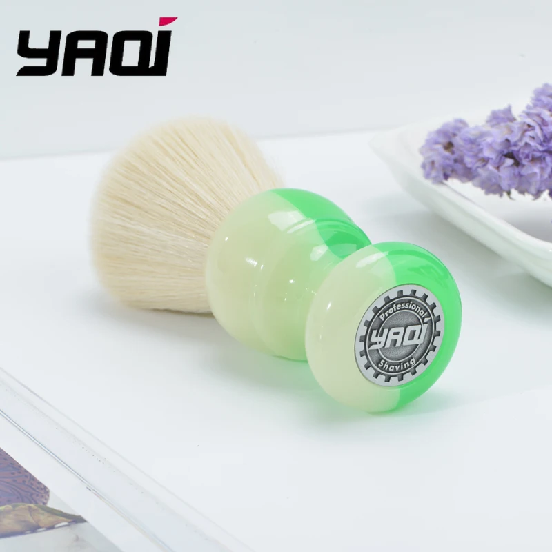 فرشاة الحلاقة YAQI JANUS BIFRONS 24 مللي متر عقدة الكشمير الاصطناعية فرشاة الحلاقة الرجالية مع مقبض الظلام هدية لصديقها