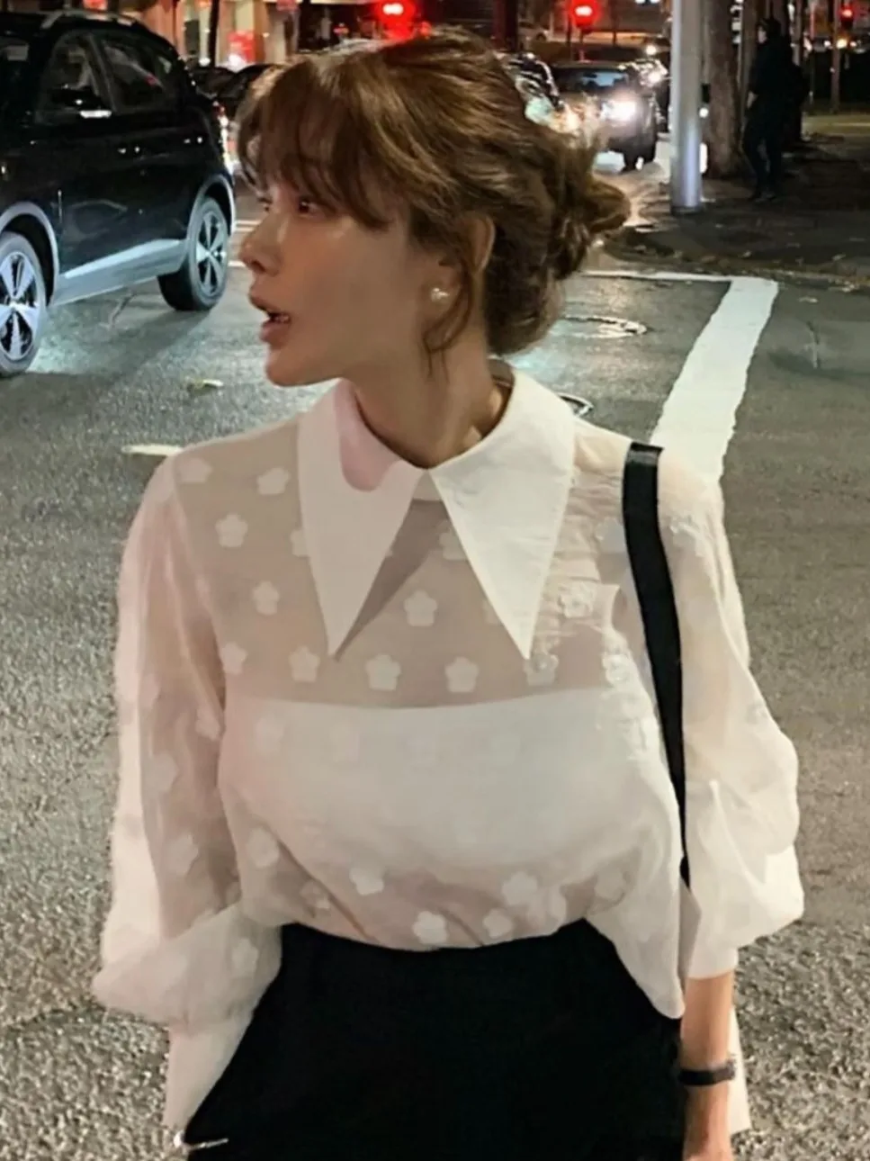 Casual Long Sve ปัก irt ผู้หญิงฤดูร้อนการออกแบบที่ไม่ซ้ํากันหลวม Fit อเนกประสงค์ arp Collar Top จีน Brandl Faion