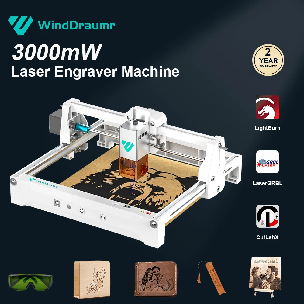 

3000mW Laser Engraver Portable Laser Cutter and Engraver 0.01mm Higher Accuracy CNC Machine For Wood Metal Acrylic Leather DIY