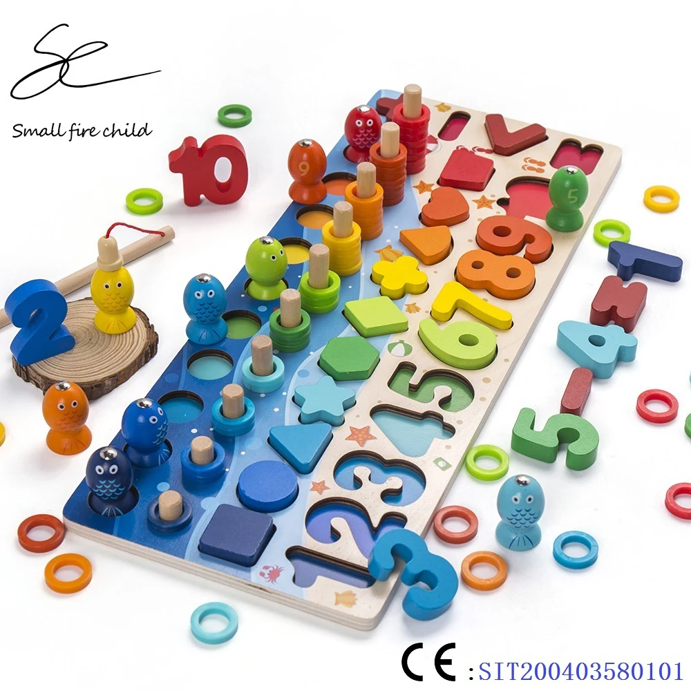 Toys Educational Wooden Toys Geometric Shape Cognition Puzzle Toys Math Toys