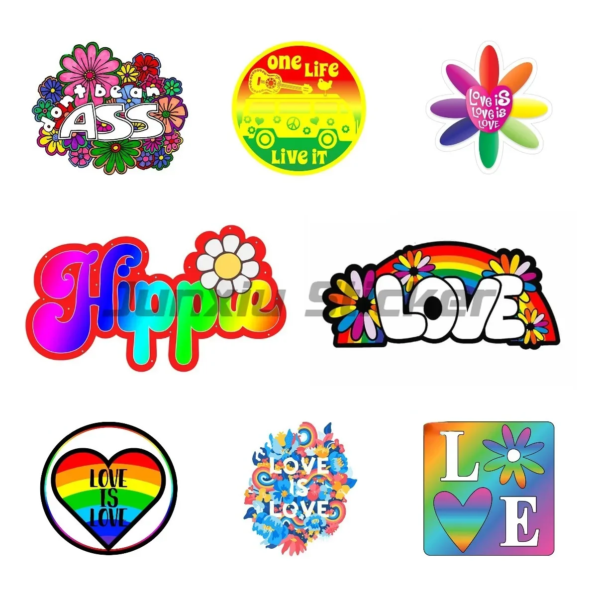 

Rainbow Flower Boy Hippy Car Styling Decal Decoration Car Stickers Vinyl Material Scratch-proof