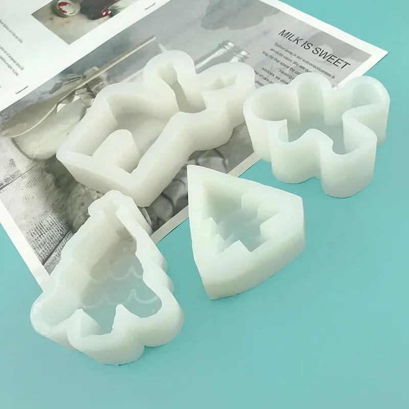 Many Kinds Cartoon Christmas Candle DIY Silicone Mold Gingerbread Man Candle Home Decoration Soap Making Food Safe Materials