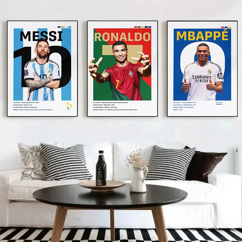 Famous Football Player Soccer Sports Star Posters and Prints Canvas Printing Wall Art Picture for Living Room Home Decor Gifts