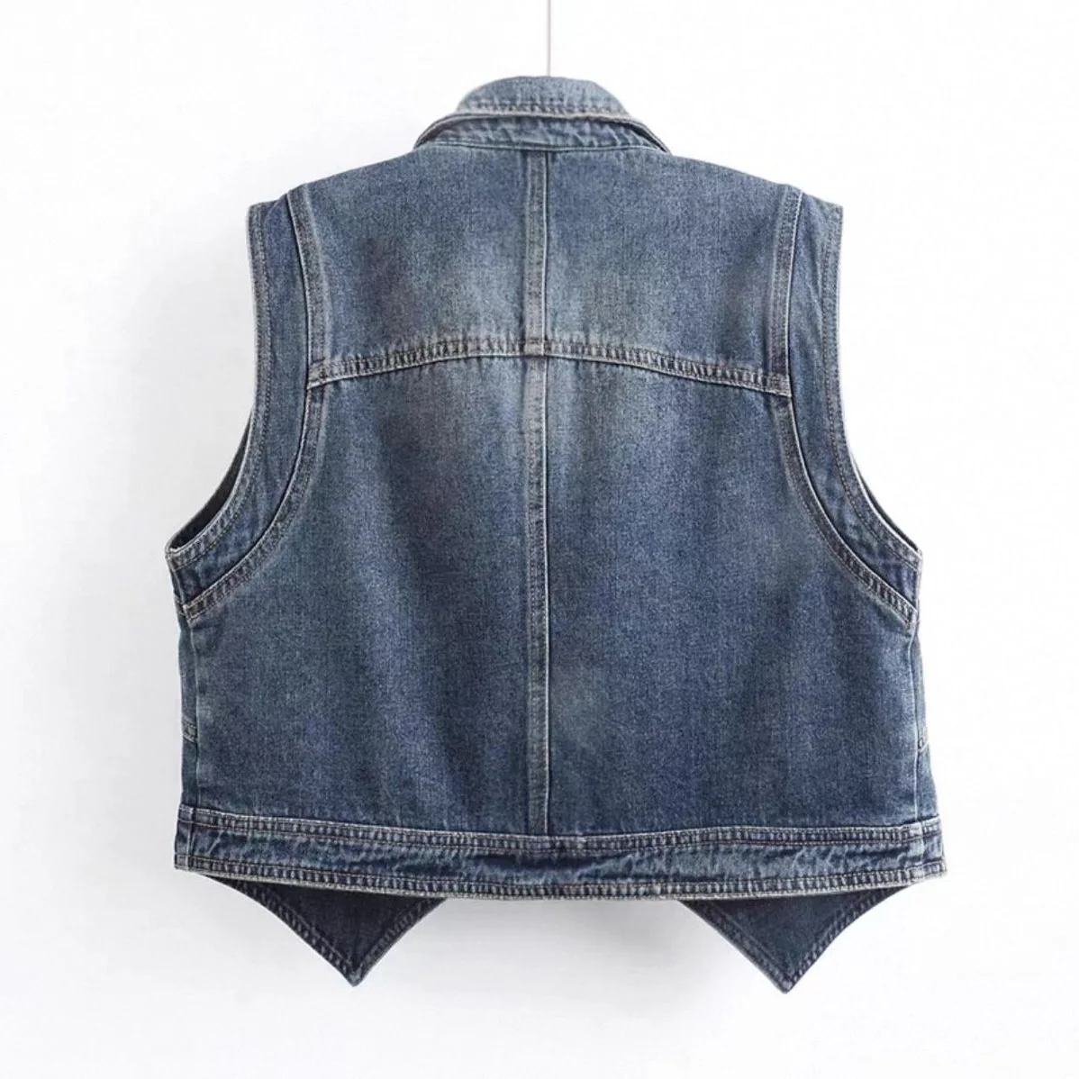 American Retro Denim Vest Women's Spring Summer Waistcoat New Lapel Small Short Sleeveless Jacket Casual Simple Jeans Top