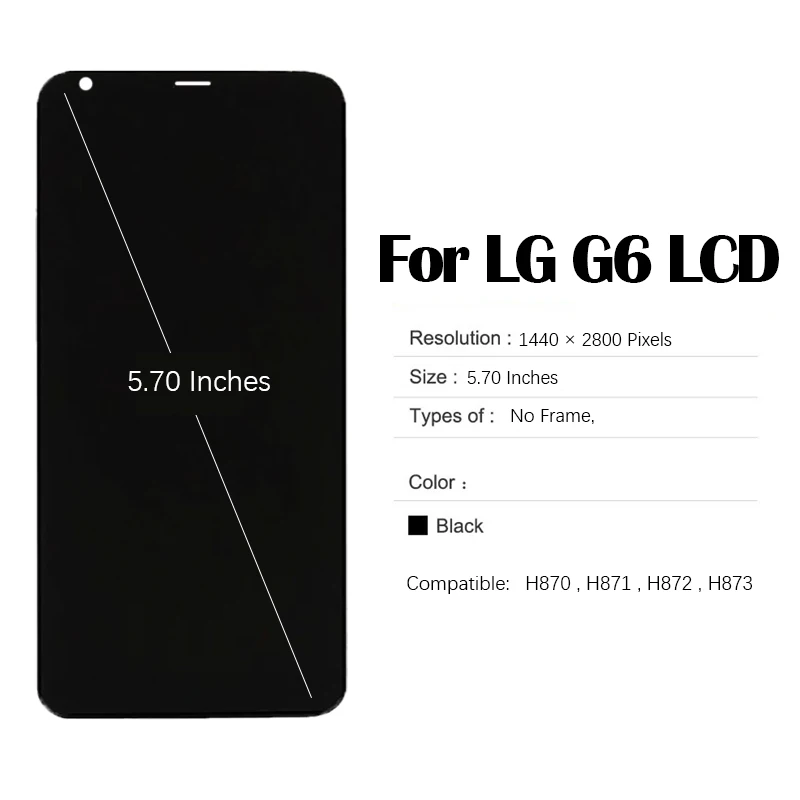 Écran LCD pour 5.70 pouces LG G6 H870 H871 H872 H873 LCD écran tactile numériseur assemblée avec outil de réparation et colle pour lg g6 lcd