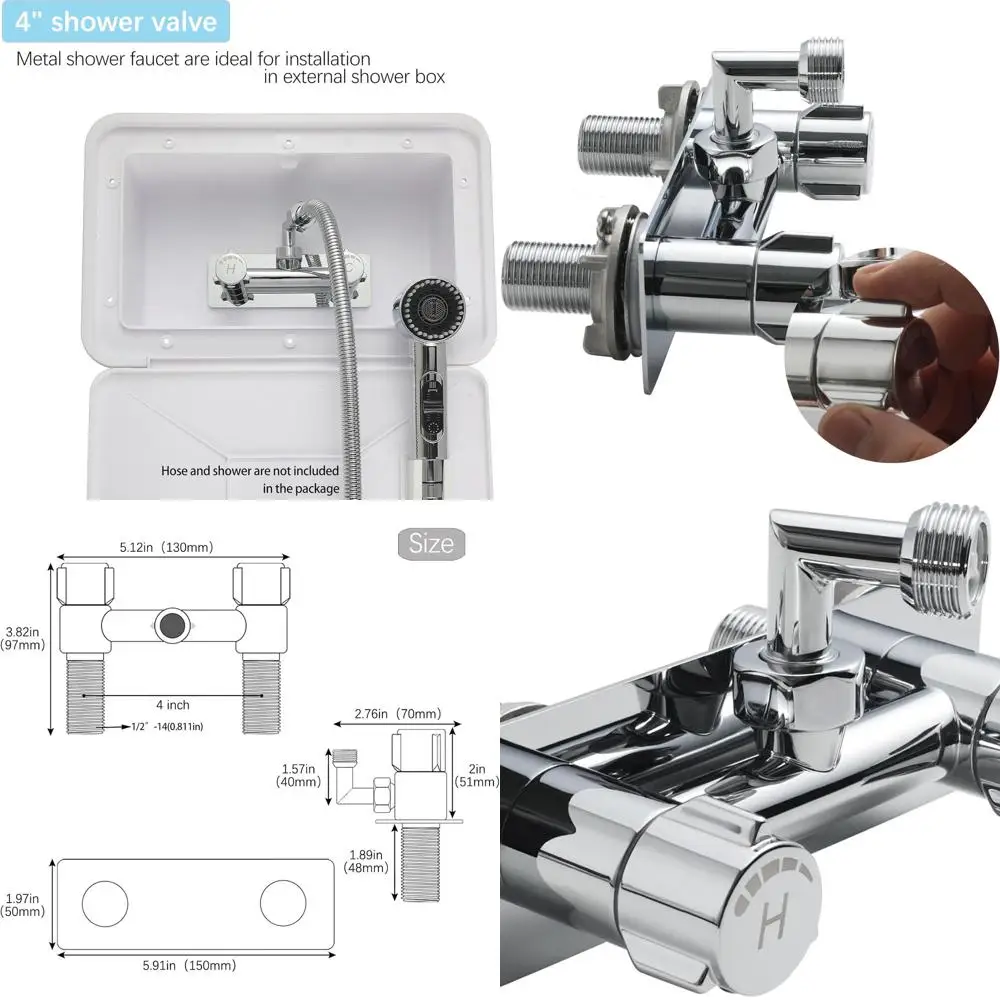 Reemplazo del grifo de ducha RV al aire libre cromado 4 para cajas de ducha exteriores