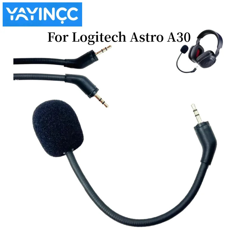 

YAYINCC Replacement 2.5mm Game Mic Detachable Microphone Boom Suitable for Logitech Astro A30 Gaming Headsets Headphones Mic