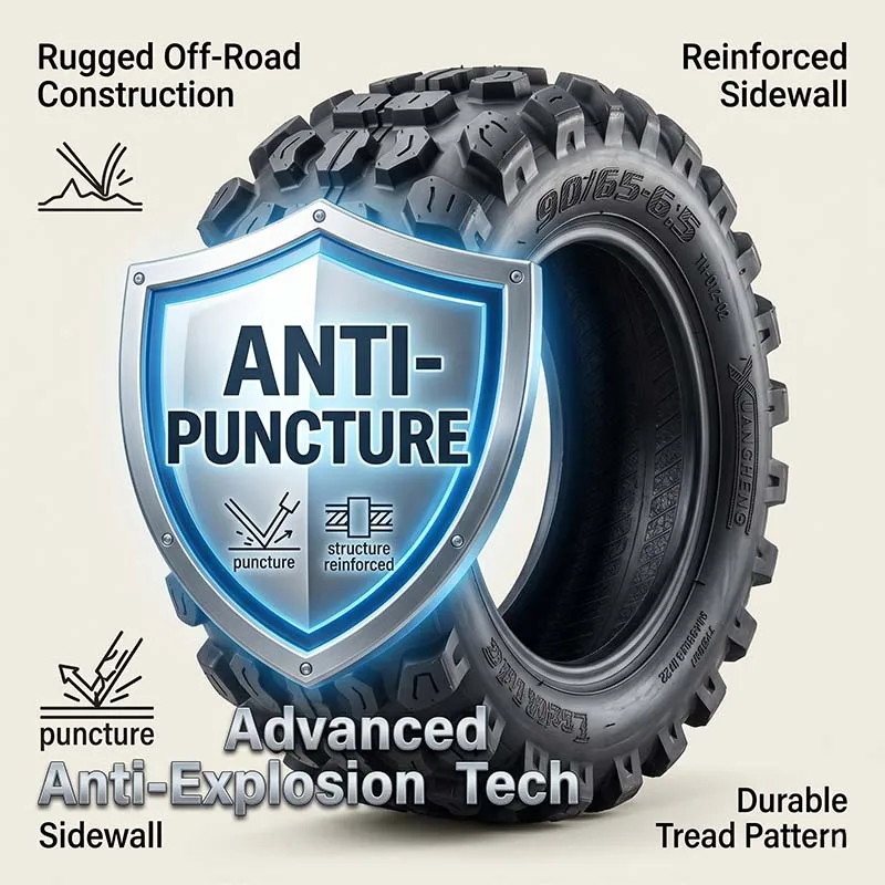 

90/65-6.5 Vacuum Tire for E-Scooter/Balance Scooter, 11" Off-Road Anti-Slip Tyre, TH012 Tread Pattern Tubeless
