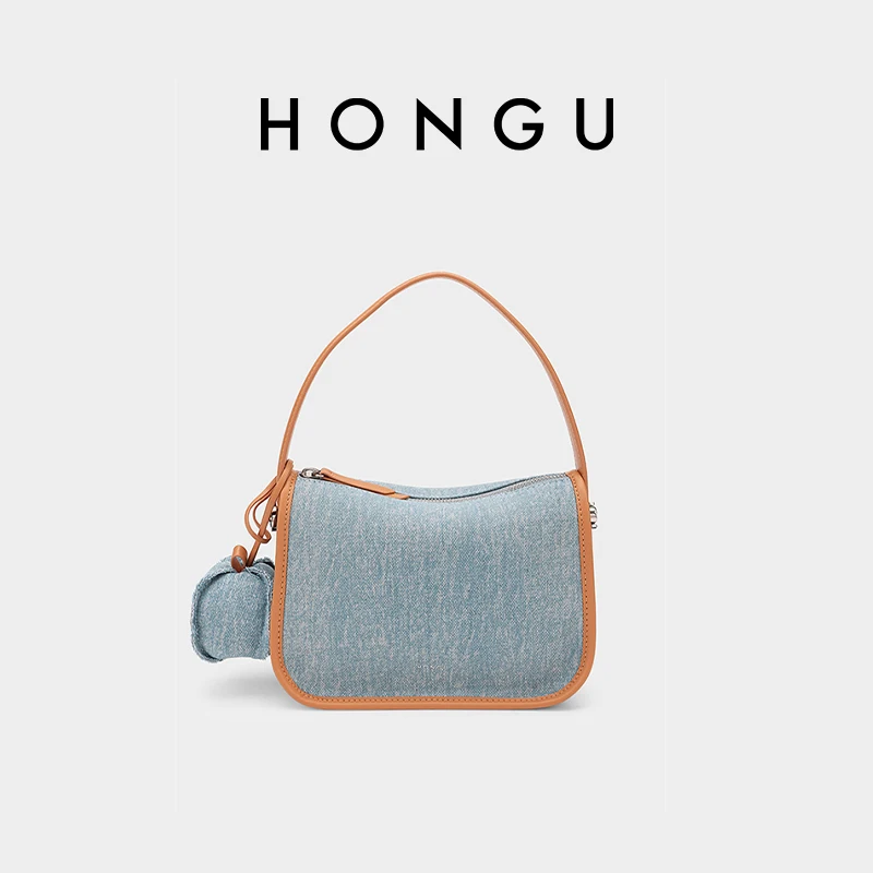 

HONGU Fashion Denim Woman Bag 2025 Autumn Luxury Vintage Color Blocked Shoulder Bag Niche Design Casual Crossbody Bag P51456511