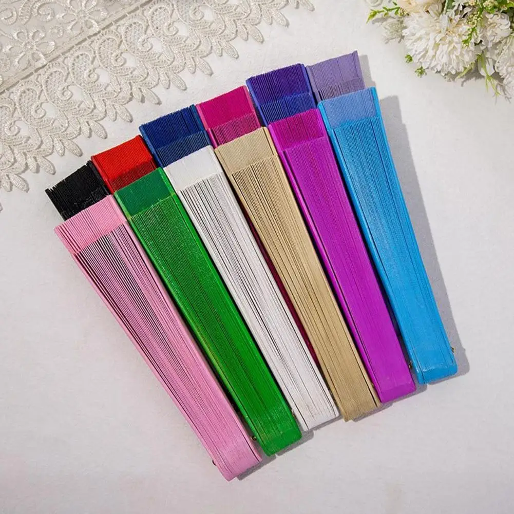 Summer Fan Wooden Folding Fan Solid Color Handheld Fan Chinese Japanese Style for Wedding Dance Party Portable Decorative