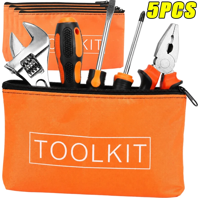 5/1pcs Multi-function Repair Tool Storage Bags with Zipper Waterproof Oxford Cloth Hardware Toolkits Bag Garage Organizer Pouch