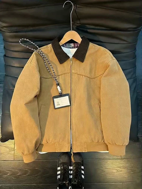 

Мужская винтажная куртка Waed American Style Detroit с отложным воротником, в стиле Color Block, рабочая одежда, весенняя, свободного кроя, удлиненная